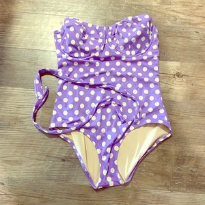 Jcrew Purple Polka Dot One Piece Bathing Suit